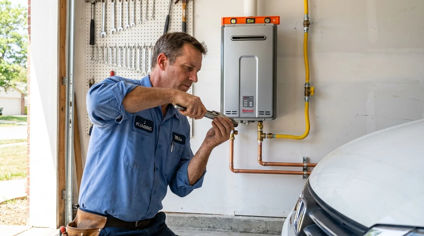 Tankless water heater installation by a Johns Plumbing LLC plumber in Williamstown